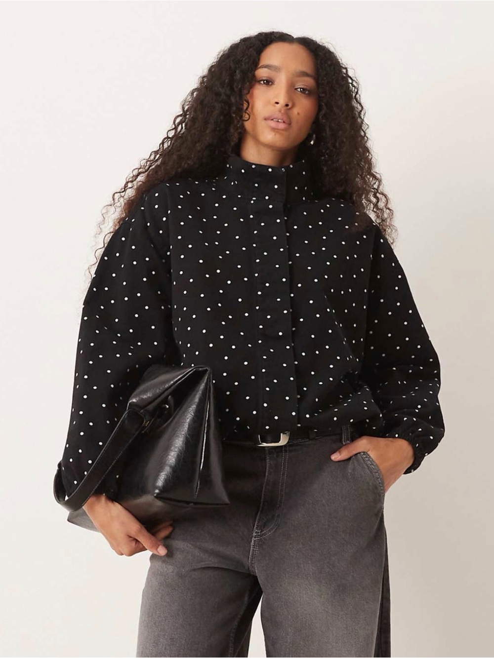 ASOS Black Polka Dot High Neck Jacket